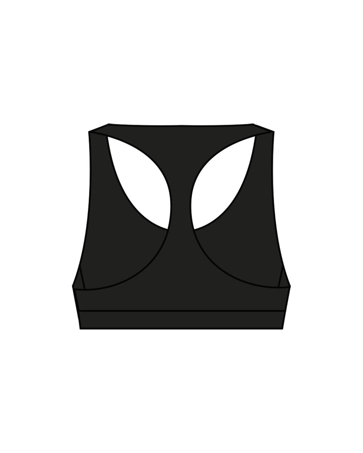 The Racer Bra - Black - Lagree Luxe - Center Chest - Printed - White
