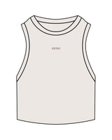 The Ribbed Crop Tank - Bone - Sesh Studio - Center Chest - Embroidered - Tone on Tone