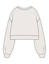The Womens Crop Crewneck - Bone - Movement Pilates Buffalo - Left Chest & Left Sleeve - Printed - Black