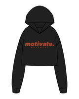 The Crop Terry Hoodie - Black - Motivate Movement - Center Chest Stacked & Hoodie - Printed - Full Color