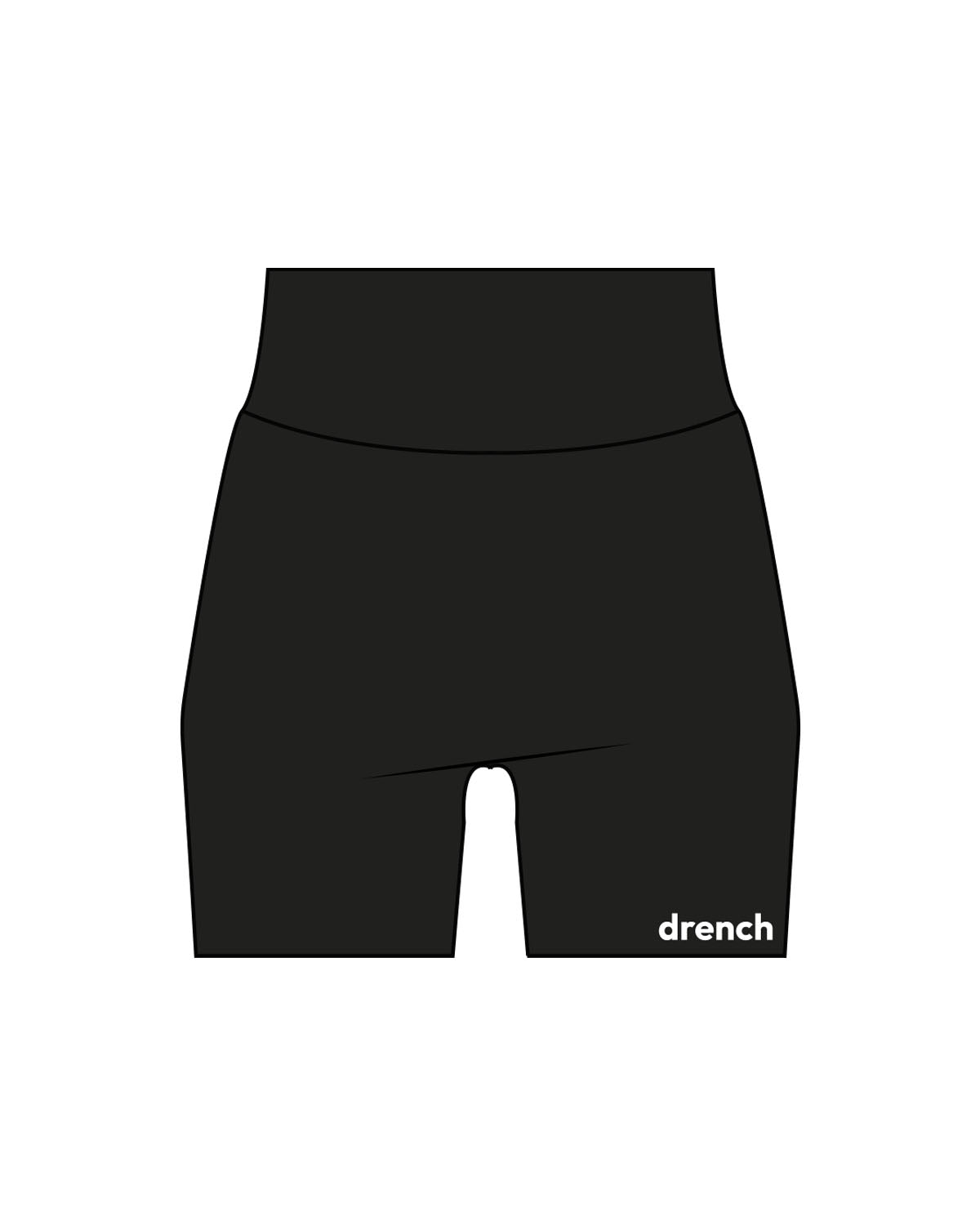The Basic Short - Black - Drench - Bottom Left Leg - Printed - White