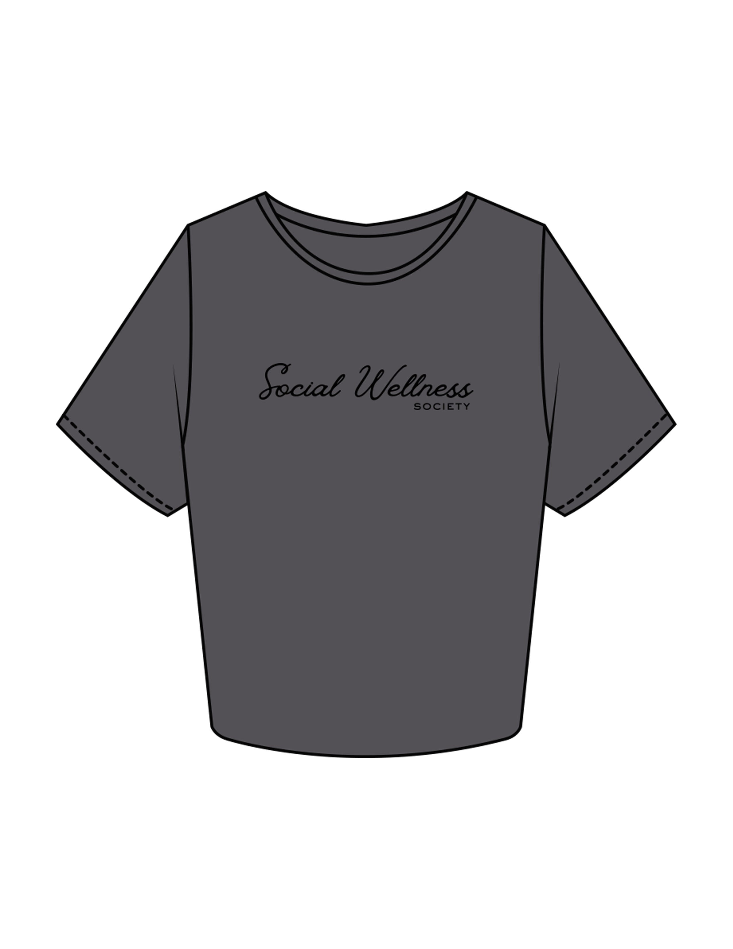 The Crop Tee - Charcoal - SWS - Center Chest Script - Printed - Black