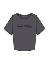 The Crop Tee - Charcoal - SWS - Center Chest Script - Printed - Black