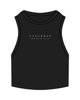 The Ribbed Crop Tank - Black - Cyclebar - Center Chest Stacked - Embroidered - White