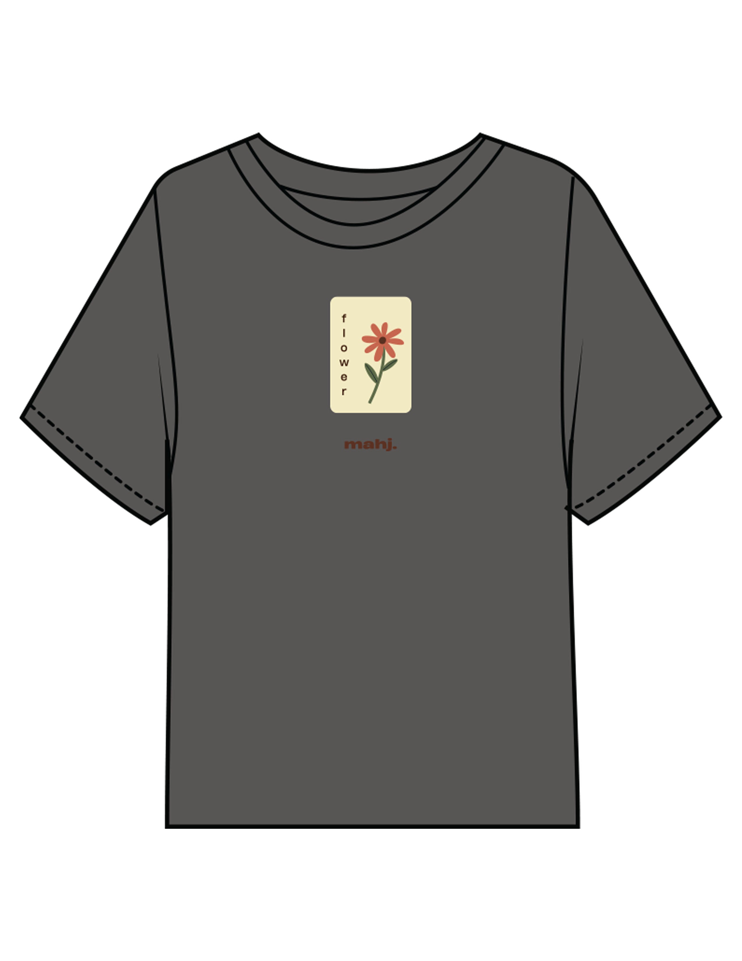 The Midweight Crop Tee - Pepper - Barnes. The Label - Chest Flower - Printed - Full Color