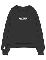 The Womens Crewneck - Washed Black - Saltvault Instructor - Center Chest & Right Wrist - Embroidered - White
