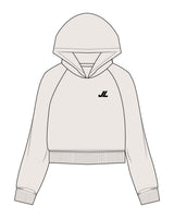 The Womens Crop Hoodie - Bone - JL Marketing - Left Chest - Printed - Black