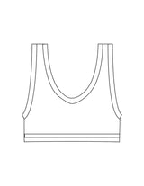 The Piped Bra - White - Powerhouse Fitness - Center Chest Stacked - Printed - Black