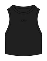 The Ribbed Crop Tank - Black - LA FORME PILATES - Center Chest - Embroidered - Tone on Tone