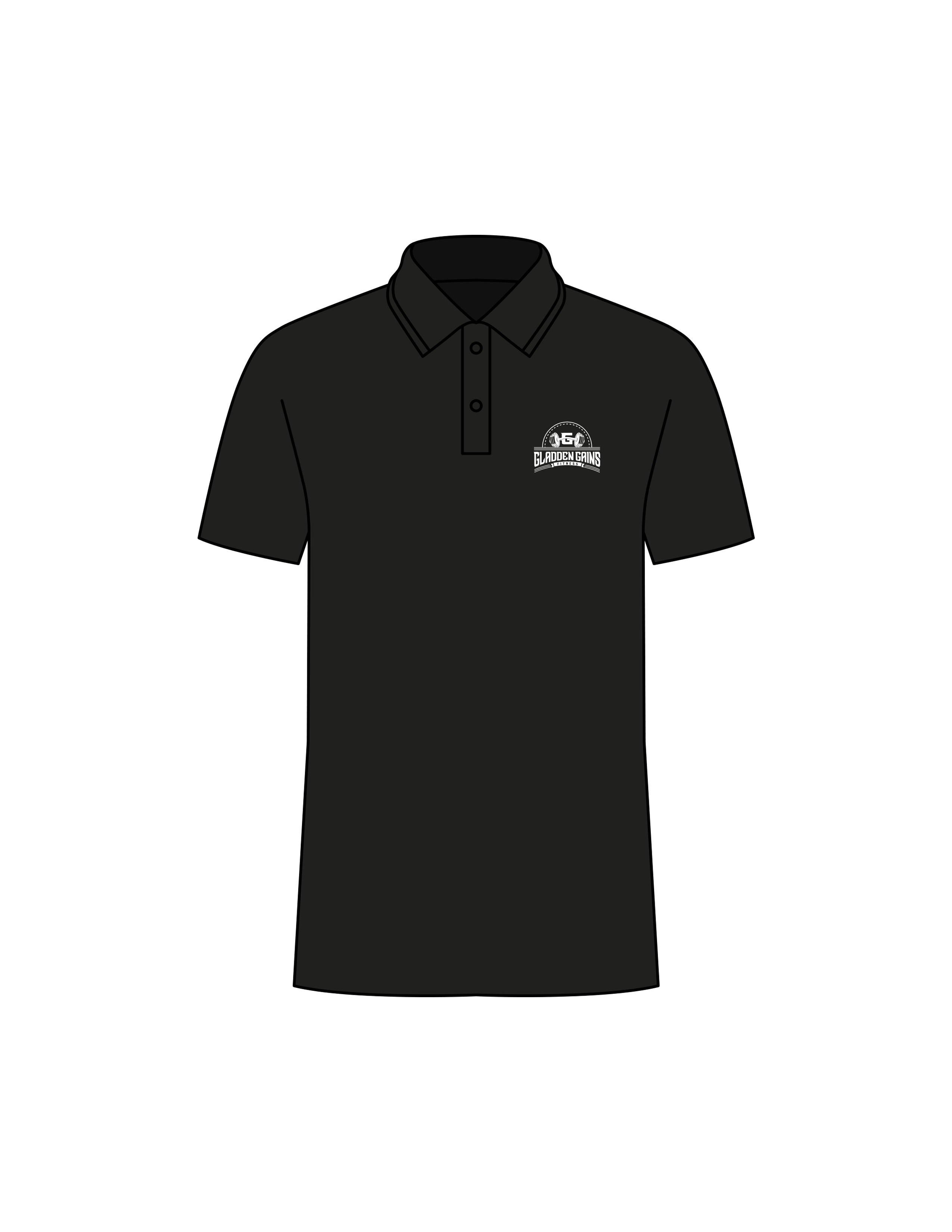 The Mens Polo - Black - Gladden Gains - Left Chest - Printed - White
