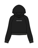 The Womens Crop Hoodie - Black - CREATIVE MAFIA - Center Chest - White