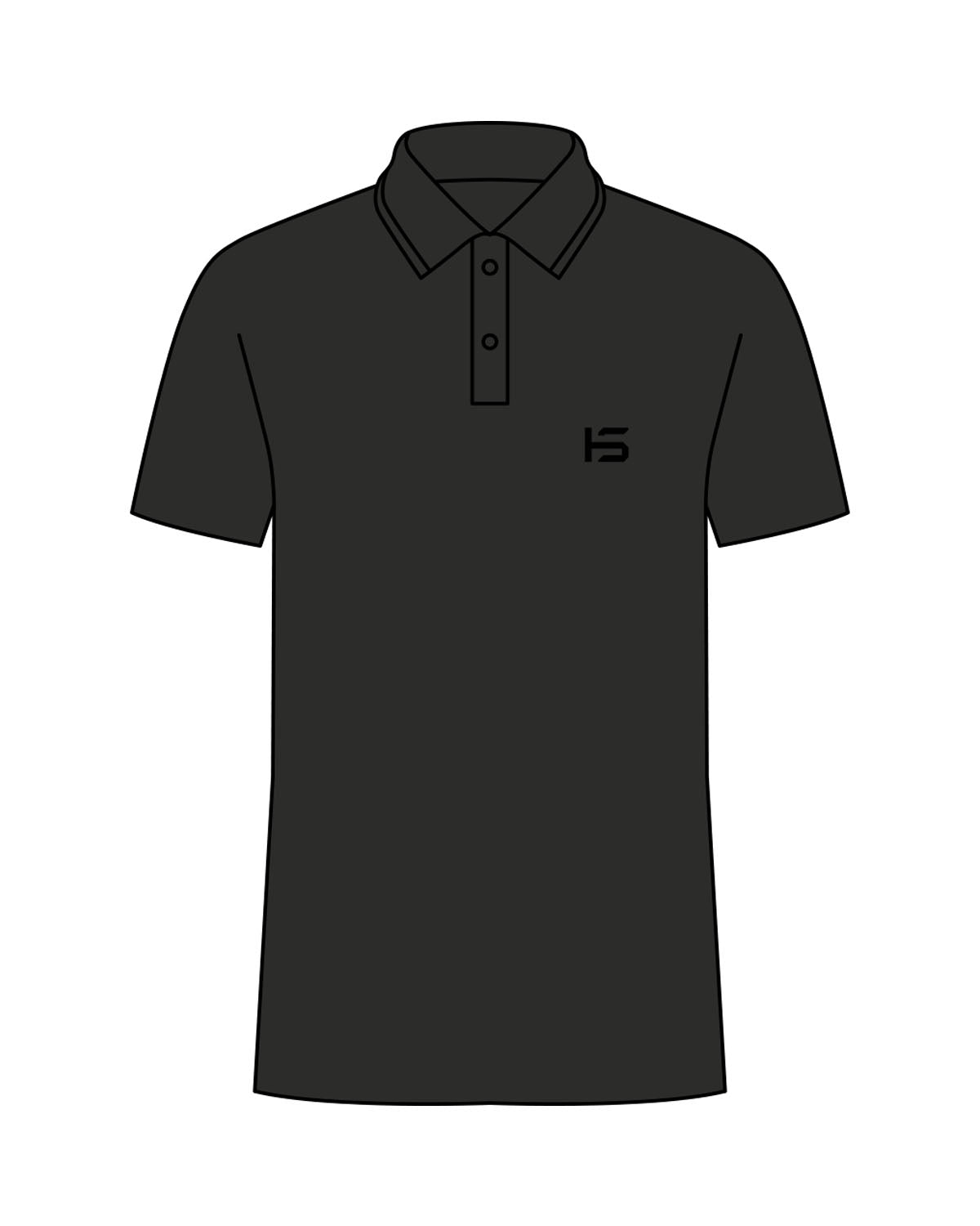 The Mens Polo - Charcoal - Holt Street - Left Chest - Embroidered - Black