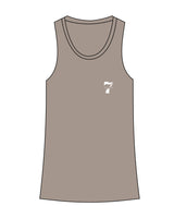 The Womens Full Length Tank - Warm Gray - STUDIO 7 - Left Chest - Printed - White
