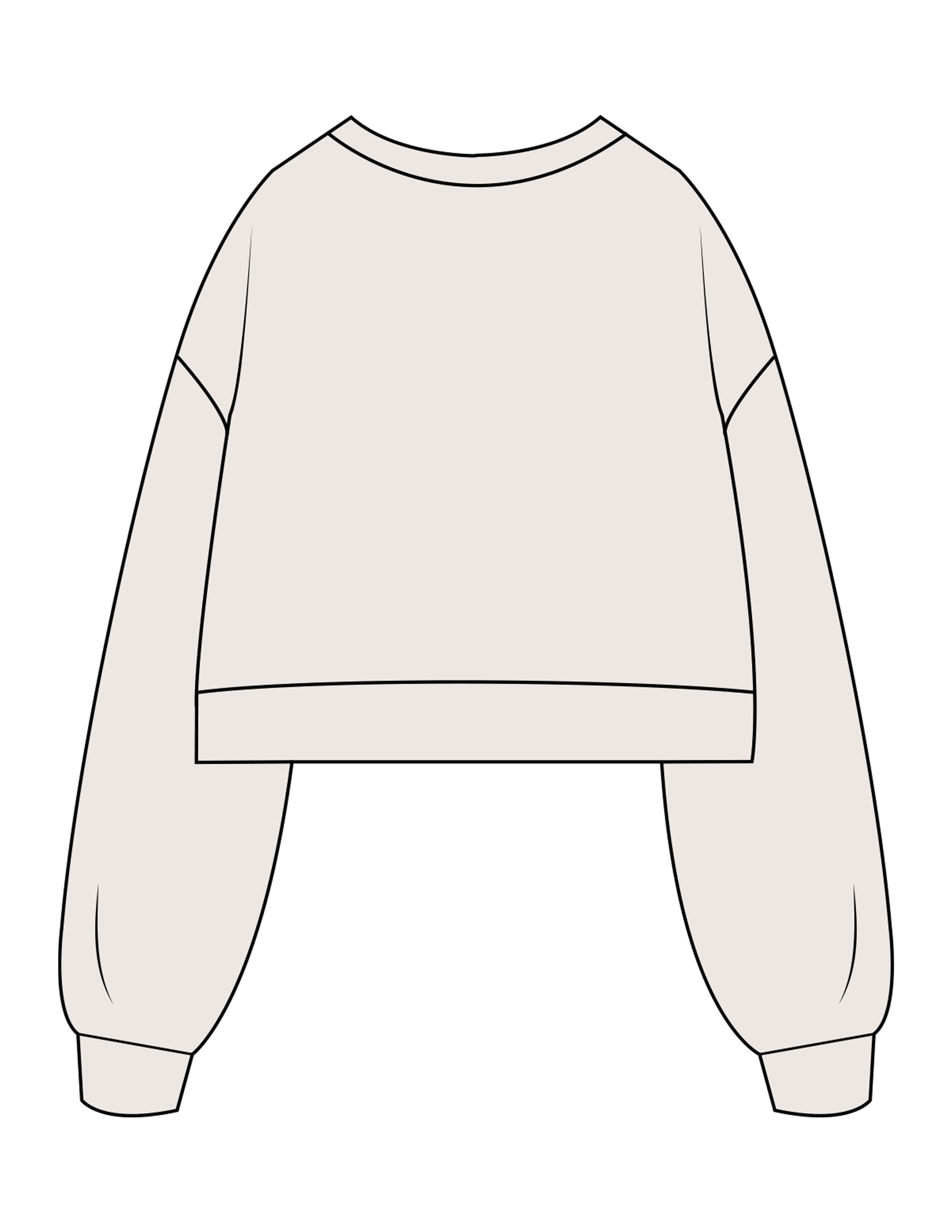 The Womens Crop Crewneck - Bone - Mantra - Left Chest - Printed - Black