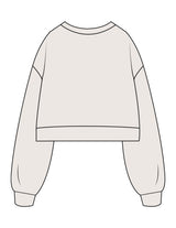 The Womens Crop Crewneck - Bone - Mantra - Left Chest - Printed - Black