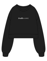 The Womens Crop Crewneck - Black - Peach F.L - Center Chest - Printed - White