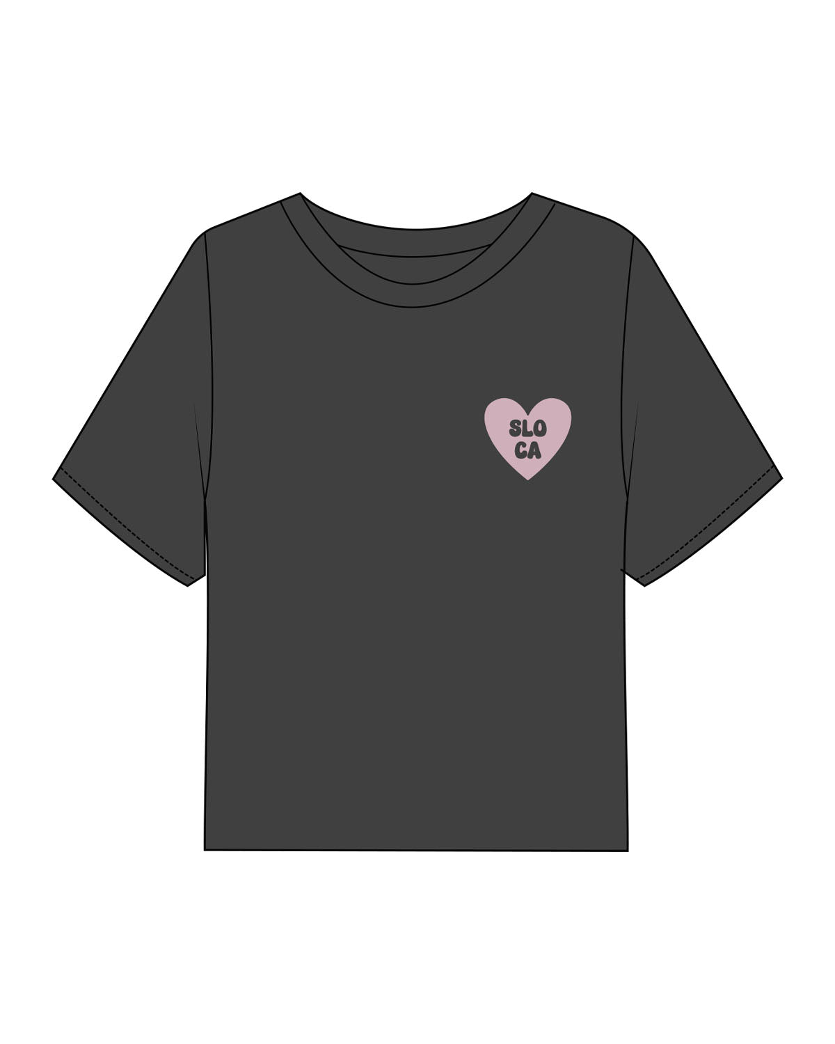 The Boxy Crop Tee - Charcoal - Powerhouse Fitness - Left Chest & Center Back Stacked - Printed - Pink