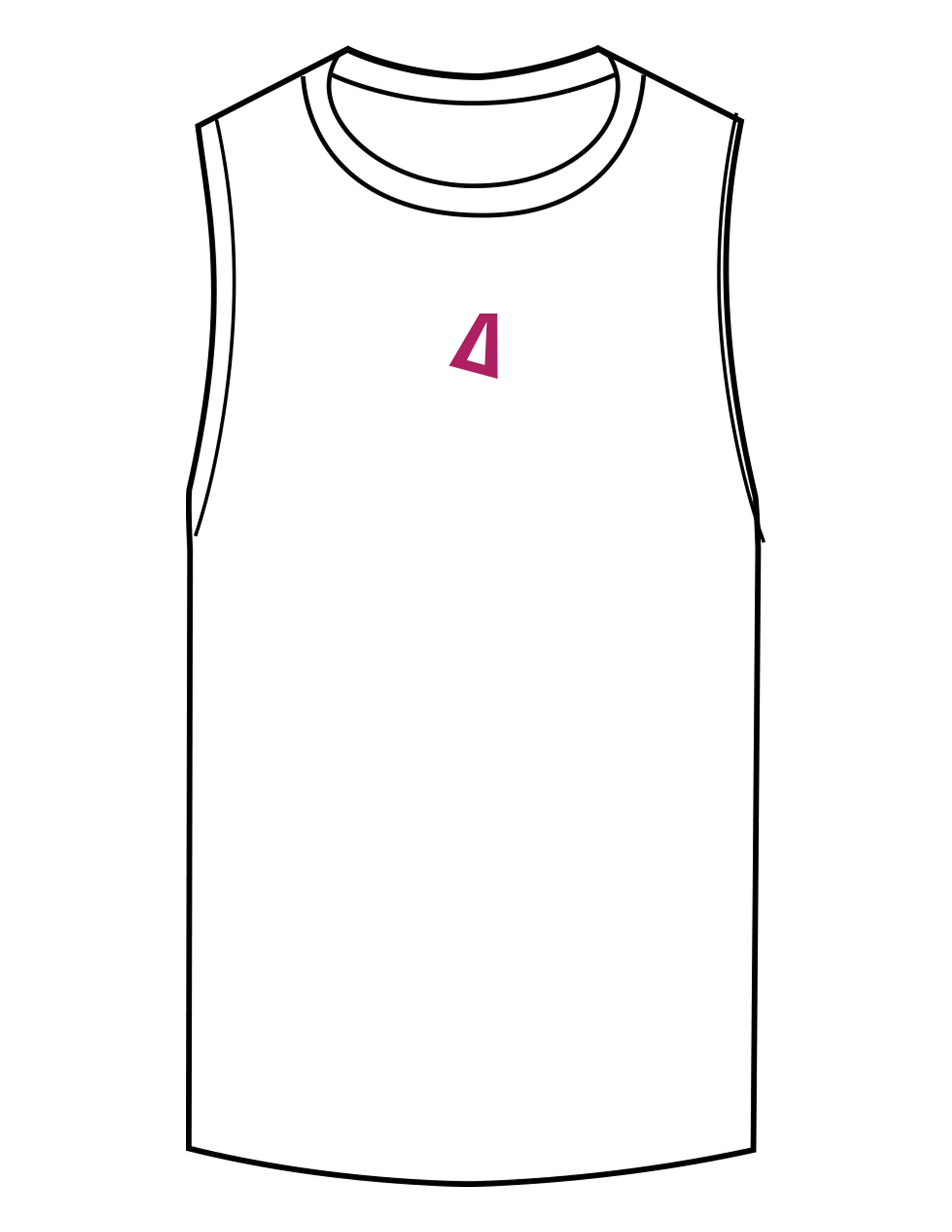 The Scoop Muscle Tank - White - Delta Fitness - Center Chest & Back Stacked "DELTA" - Printed - Full Color