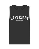 The Mens Heavyweight Tank - Washed Black - East Coast Performace Running - Center Chest Arc Stacked - Back Neckline - Printed - Full Color