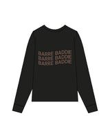 The Womens Long Sleeve - Black - Karve - Left Chest & Center Back - Printed - Light Brown