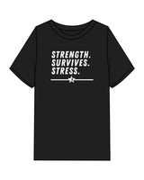 The Mens Heavyweight Tee - Black - Odyssey Performance - Center Chest Stacked - Printed - White