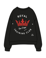 The Womens Crewneck - Black - Royal Training Club - Left Chest - Back Stacked - Printed - Full Color