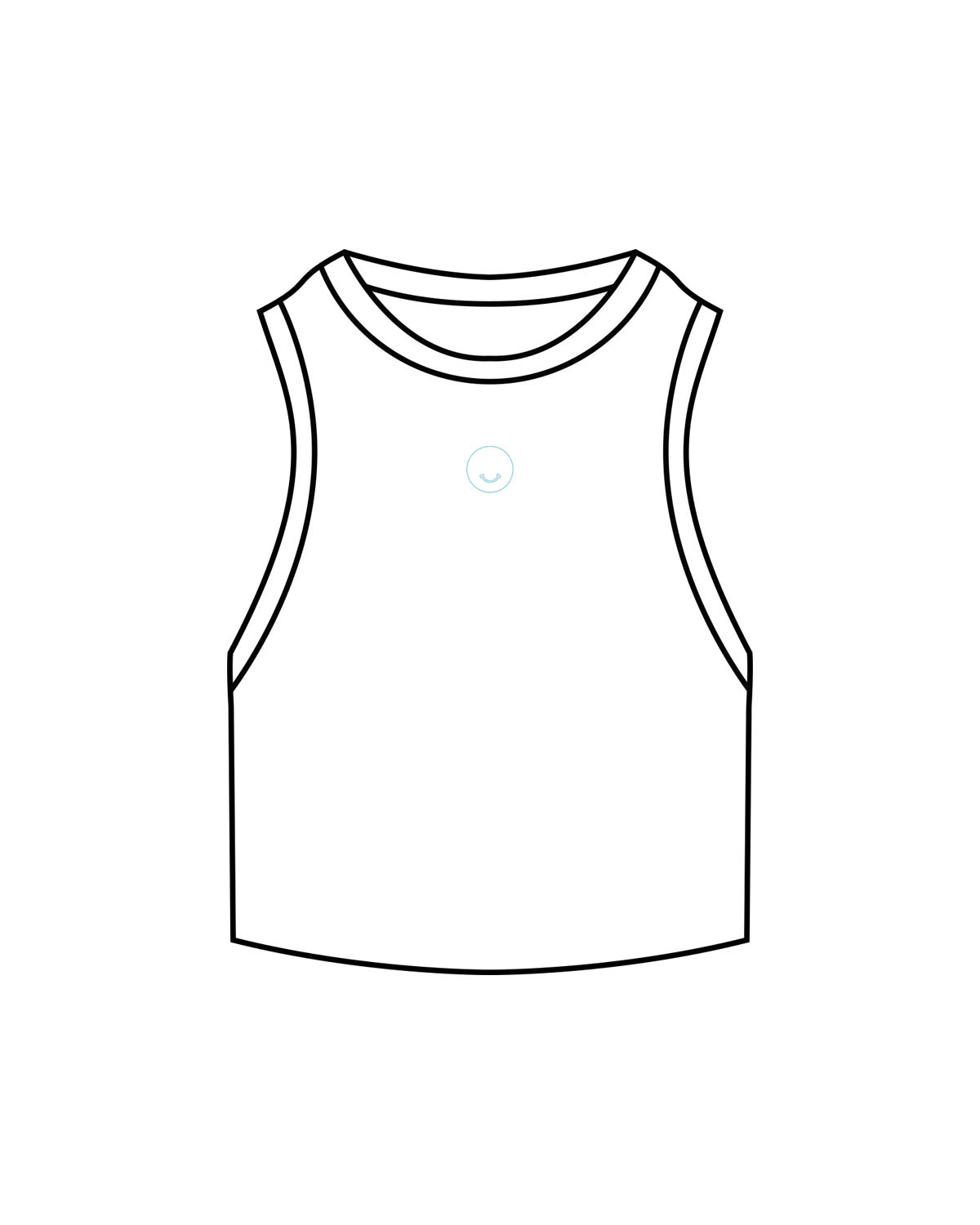 The Ribbed Crop Tank - White - Squeeze Massage - Center Chest - Embroidered - Turquoise