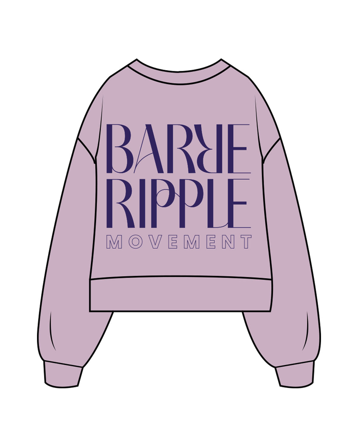 The Womens Heavyweight Crop - Lavender - Barre Ripple - Left Chest & Back Stacked - Printed - Purple