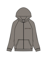 The Mens Zip Hoodie - Washed Gray - Left Chest & Back Center - Tone on Tone