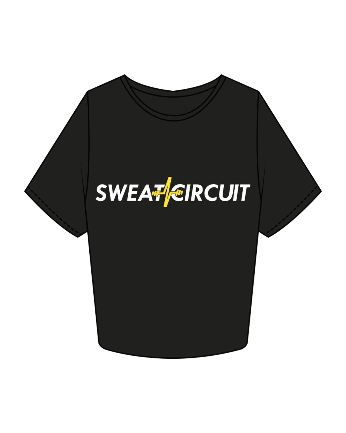 The Crop Tee - Black - Sweat Circuit - Center Chest - Printed - Full Color