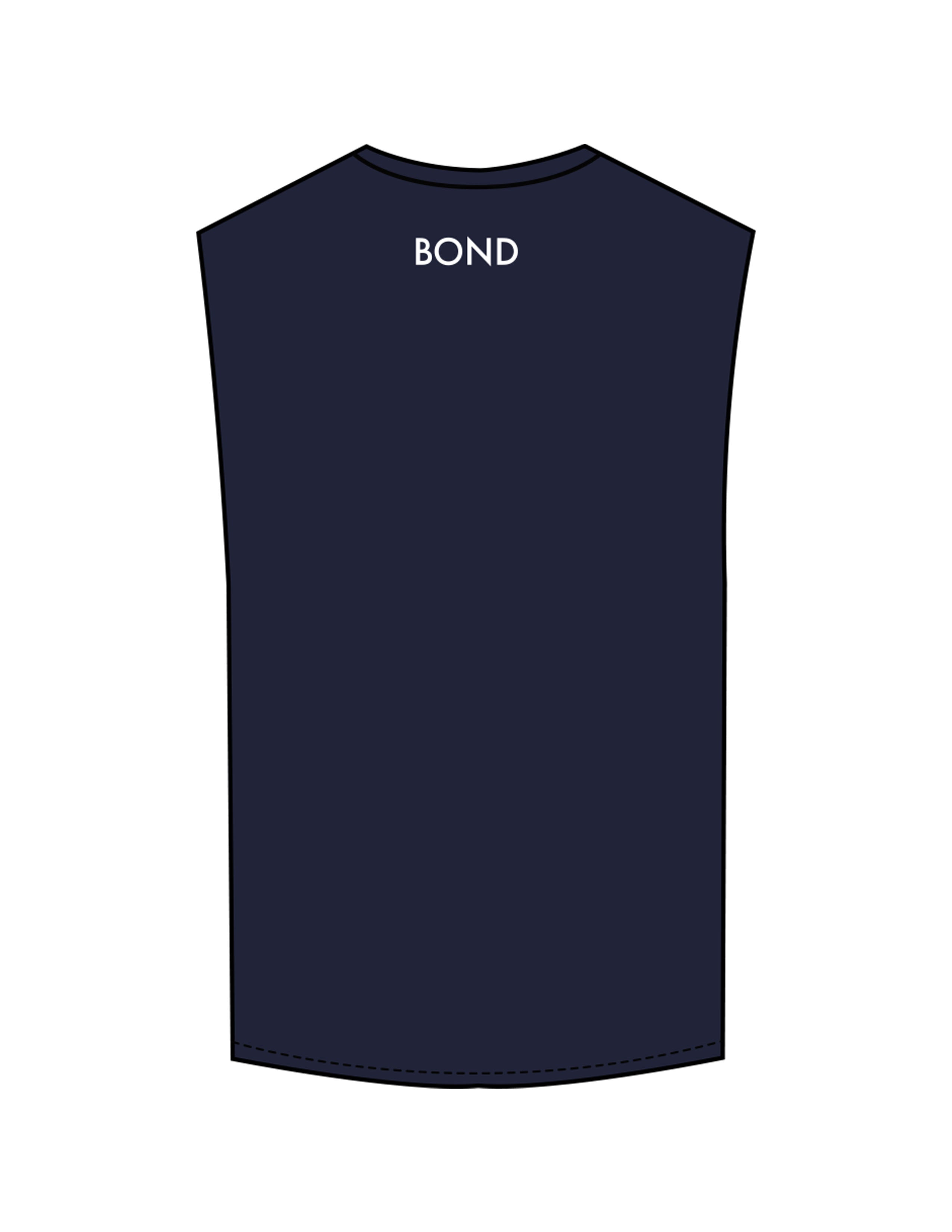 The Muscle Tank - Navy - Bond Fitness - Center Chest Round & Upper Back - Printed - White