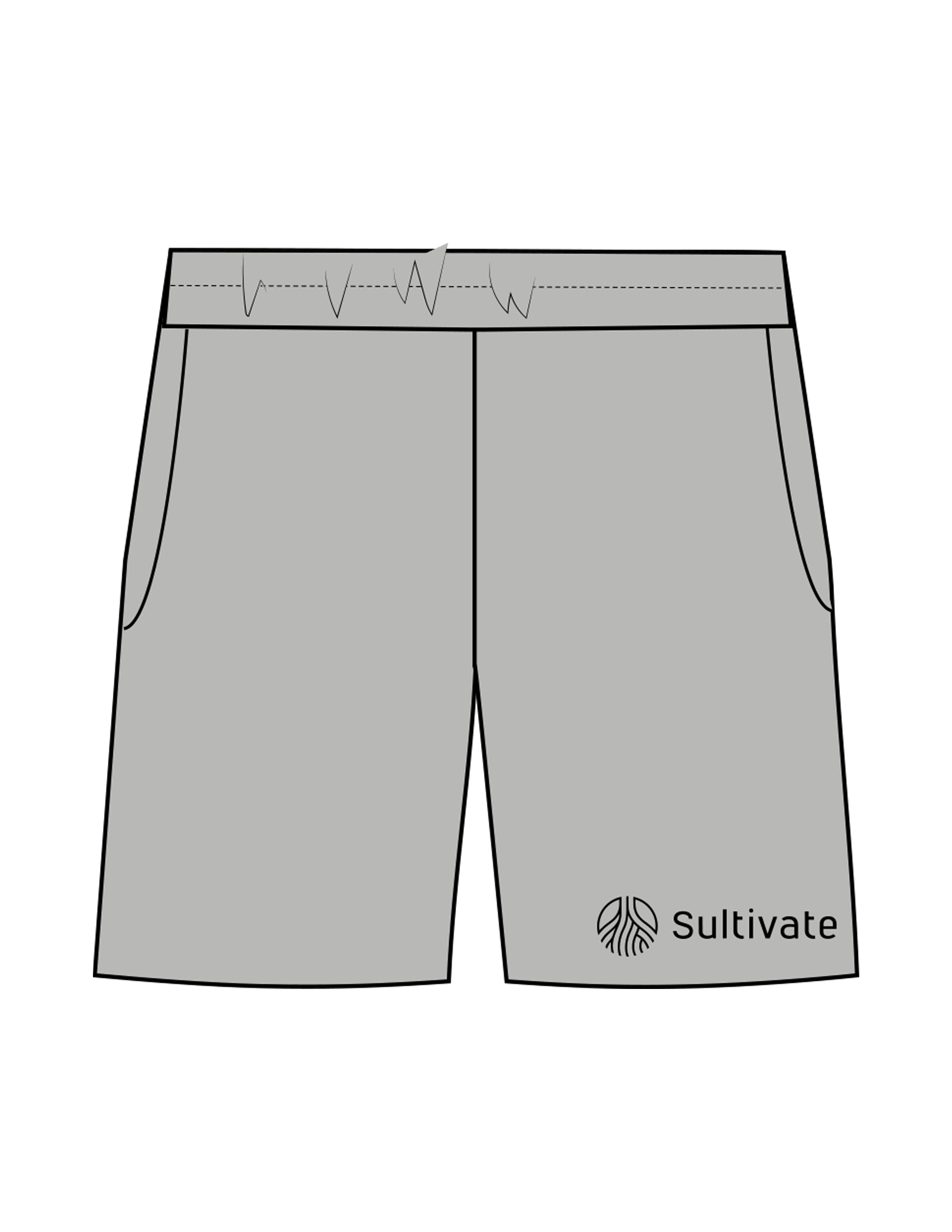 The Mens Sweat Shorts - Heather - Sultivate - Left Leg - Printed - Black