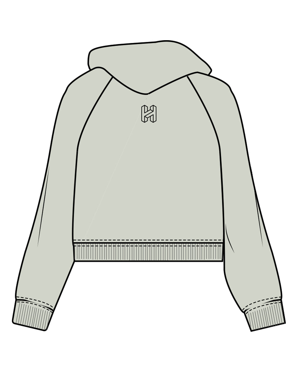 The Womens Lightweight Cropped Hoodie - Sage - Heat Bootcamp - Center Chest & Upper Back - Printed - Black