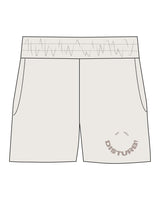 The Womens Sweat Shorts - Bone - Renew - Left Leg Half-Rounded - Tone on Tone