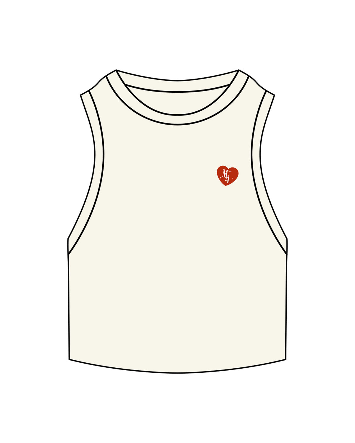 The Ribbed Crop Tank - Off White - M4Lagree - Left Chest Logo - Embroidered - Full Color