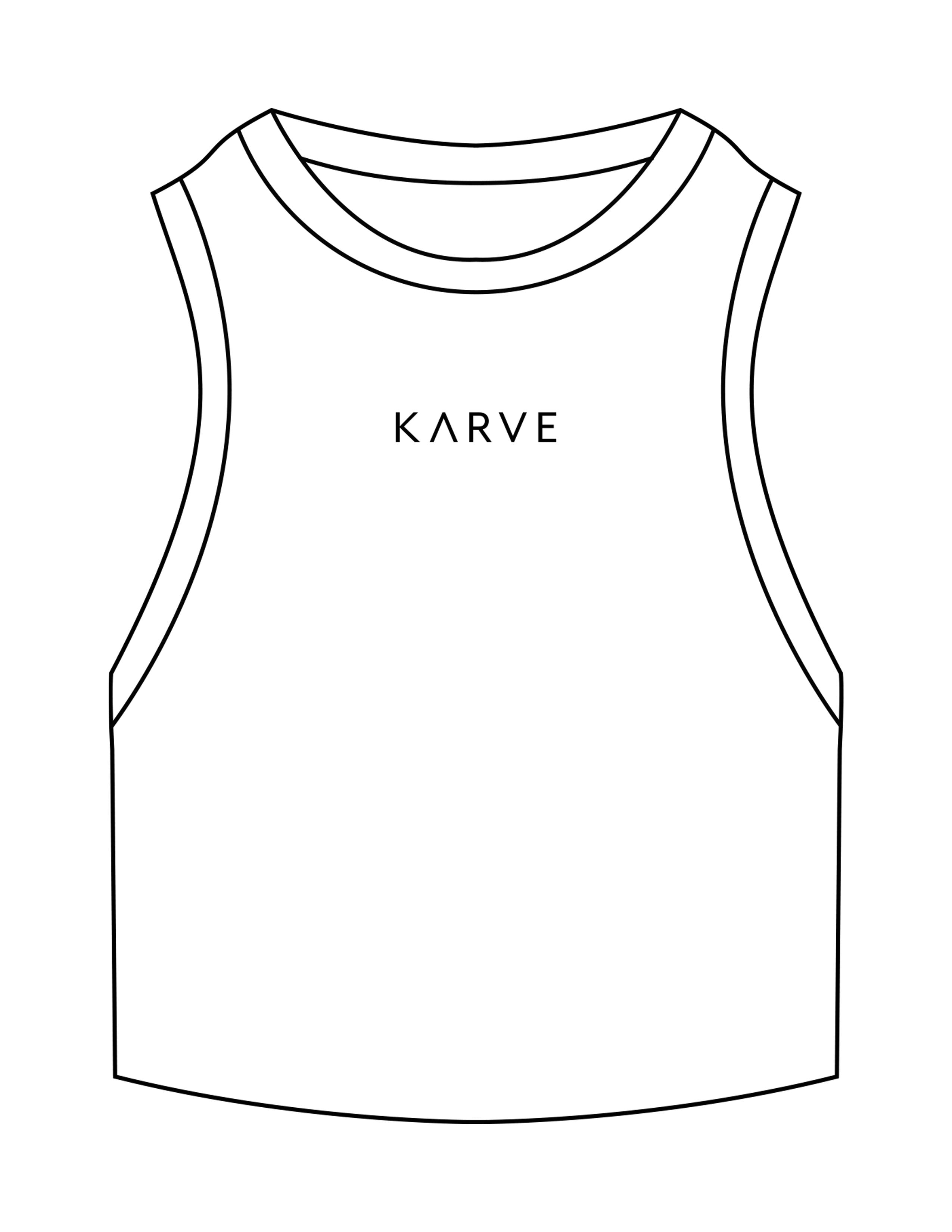 The Ribbed Crop Tank - White - Karve - Center Chest - Embroidered - Black