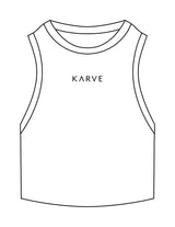 The Ribbed Crop Tank - White - Karve - Center Chest - Embroidered - Black