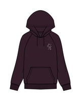 The Womens Heavy Hoodie - Plum - The Vibe - Left Chest & Back Center - White