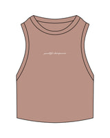 The Ribbed Crop Tank - Clay - Goodlife Chiropractic - Center Chest - Embroidered - White