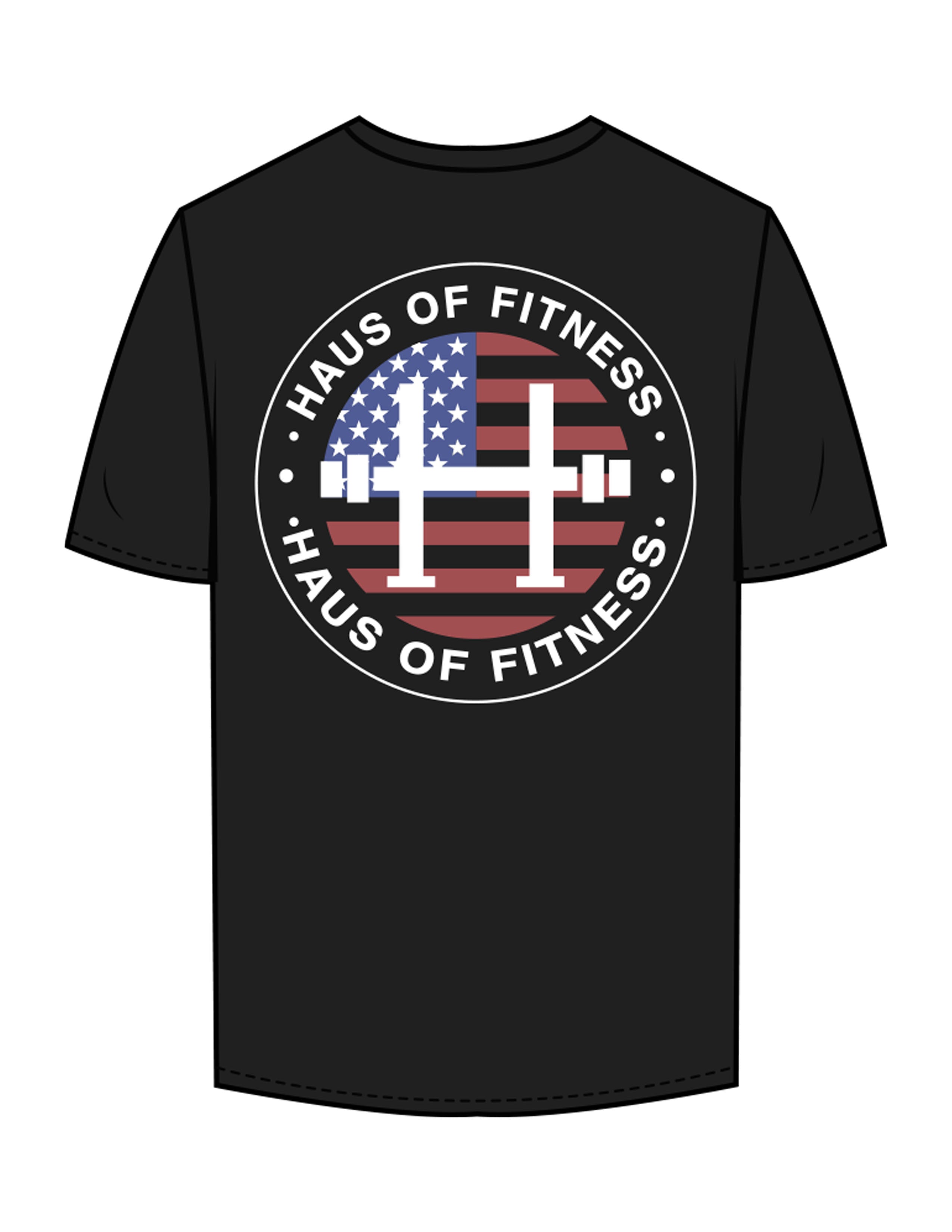The Mens Tee - Black - Haus of Fitness - Center Chest & Back Round Colored - Printed - Full Color
