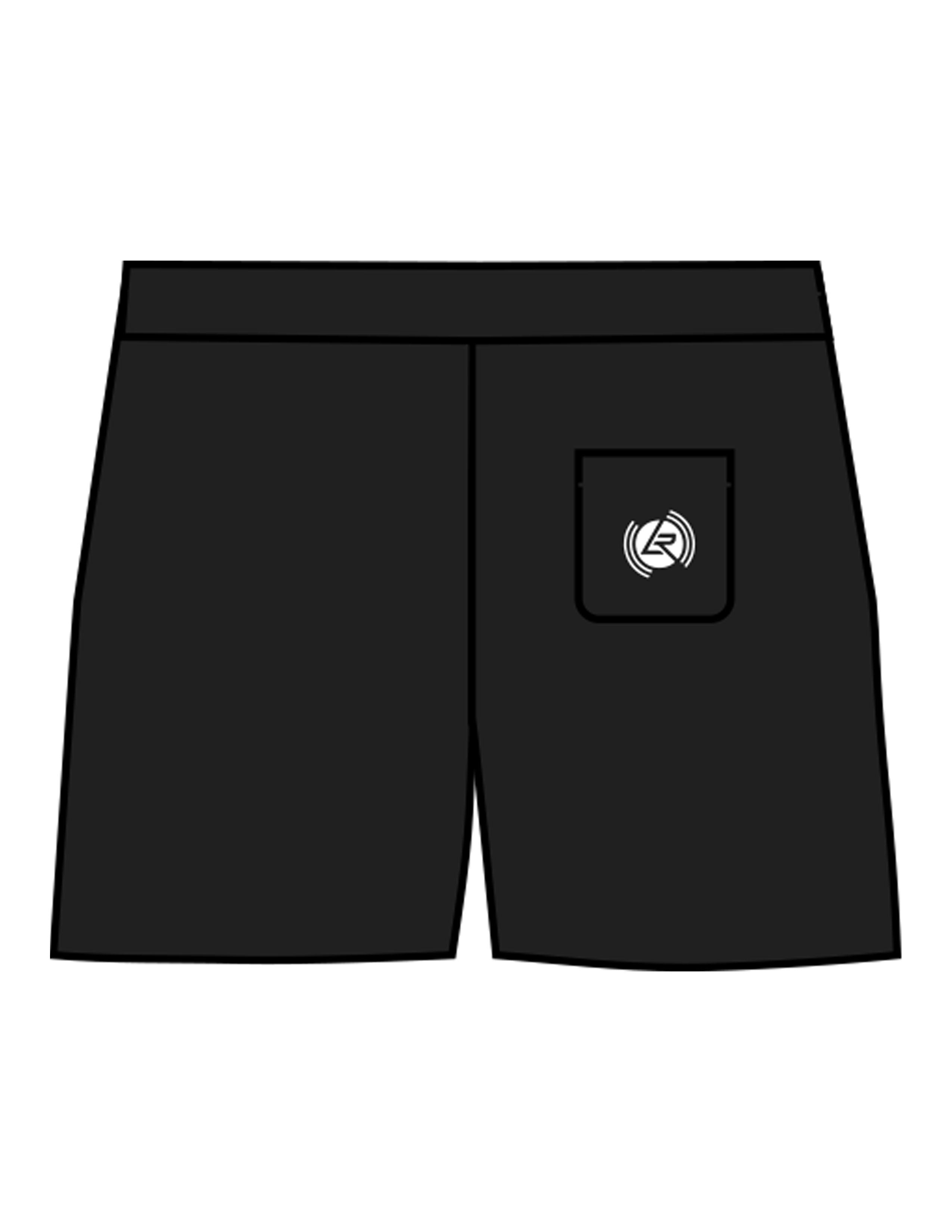 The Womens Sweat Shorts - Black - Lagree Red - Back Pocket - Embroidered - White