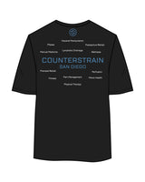 The Womens Oversized Tee - Black - Counterstrain - Front & Back Center Stacked - Full Color