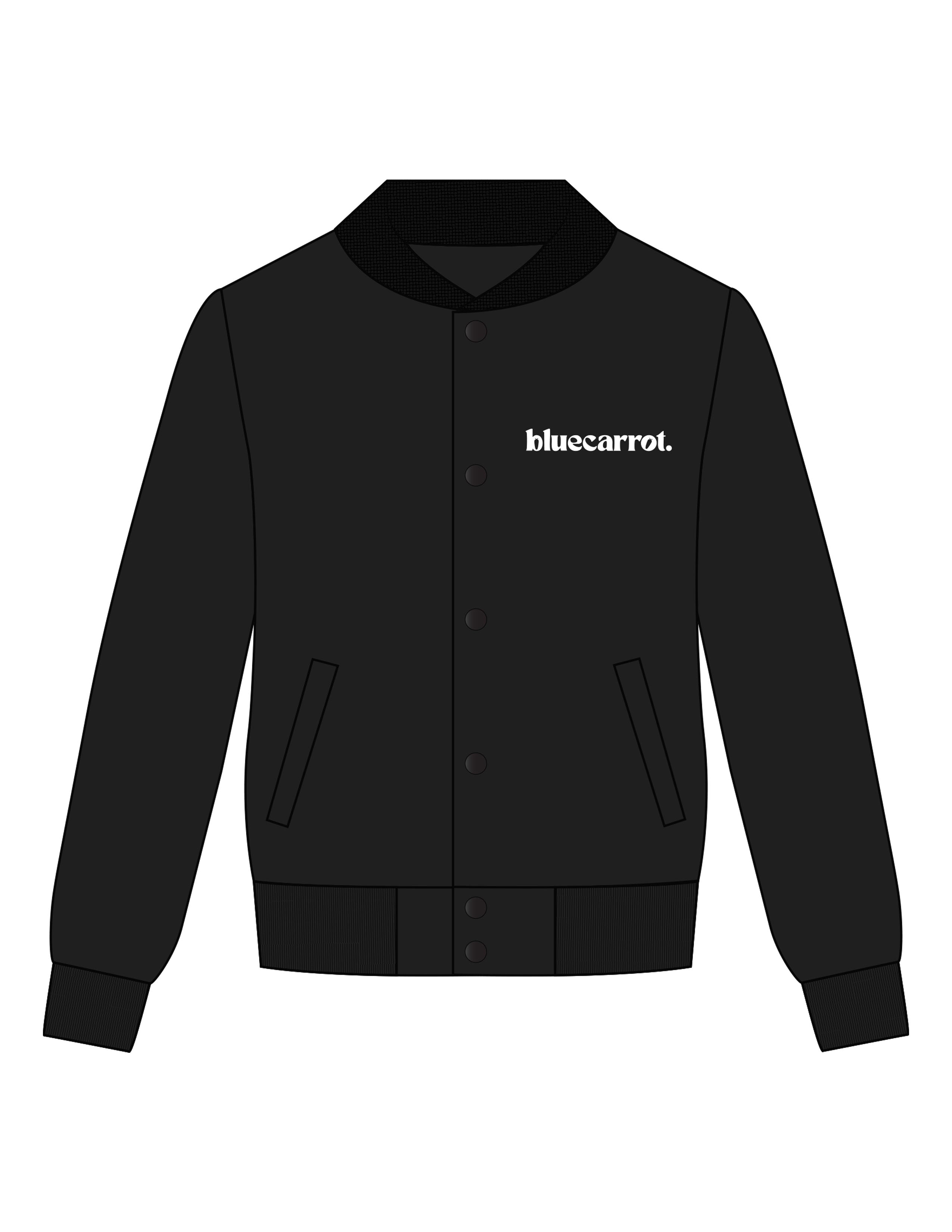 The Mens Varsity Jacket - Black - BlueCarrot - Left Chest - Embroidered - White
