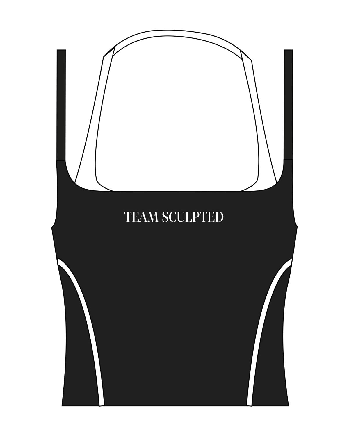 The Piped Tank - Black - Team Sculpted - Center Chest - Printed - White