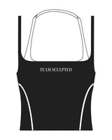 The Piped Tank - Black - Team Sculpted - Center Chest - Printed - White