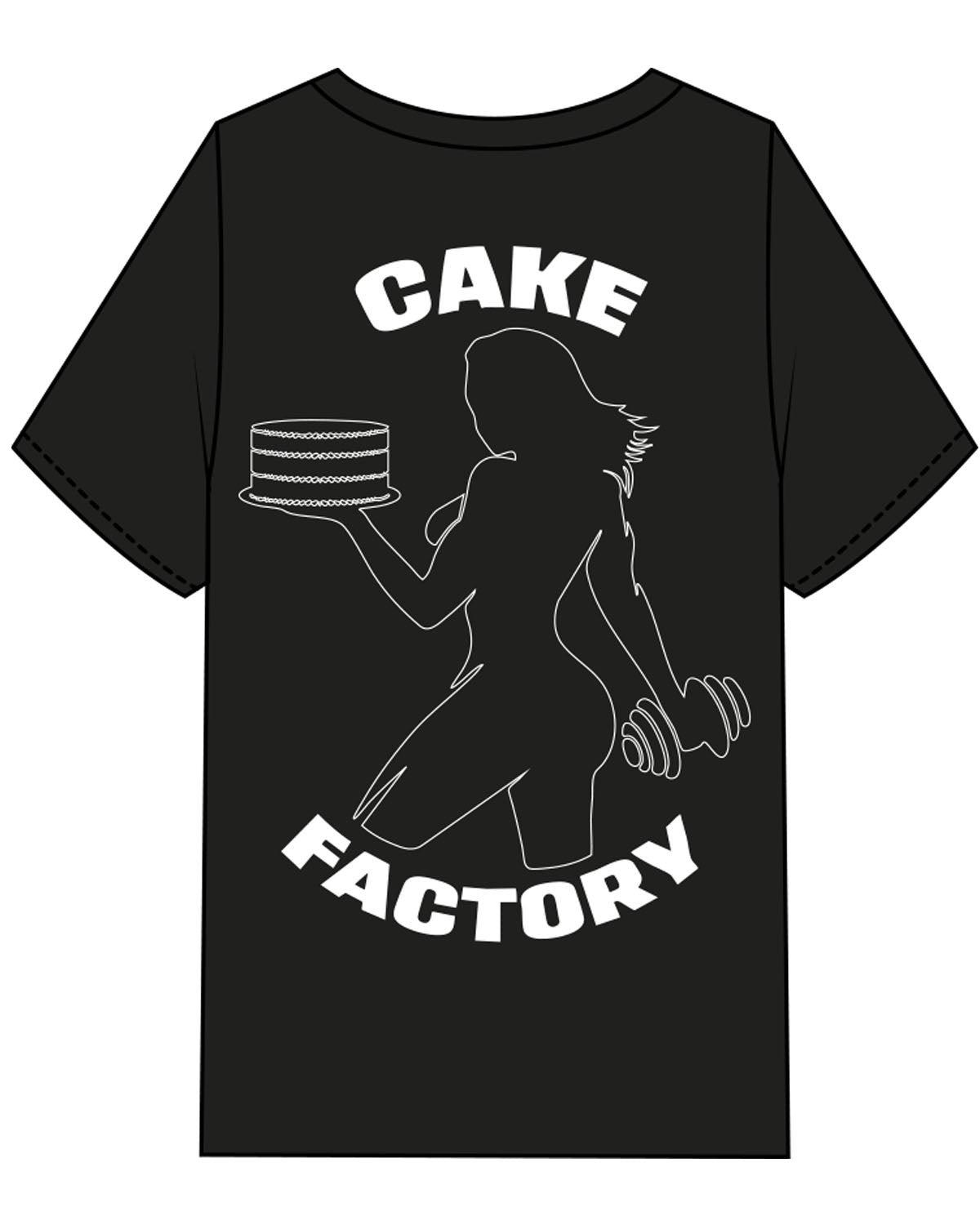 The Mens Heavyweight Tee - Black - Cake Factory - Left Chest & Full Back - White