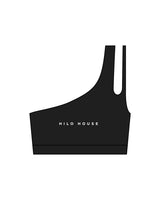 The One Shoulder Bra - Black - HiLo - Center Chest - Printed - White