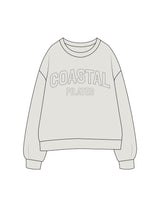 The Womens Crewneck - Washed Bone - Coastal Movement - Center Chest Stacked - Printed - Washed Black