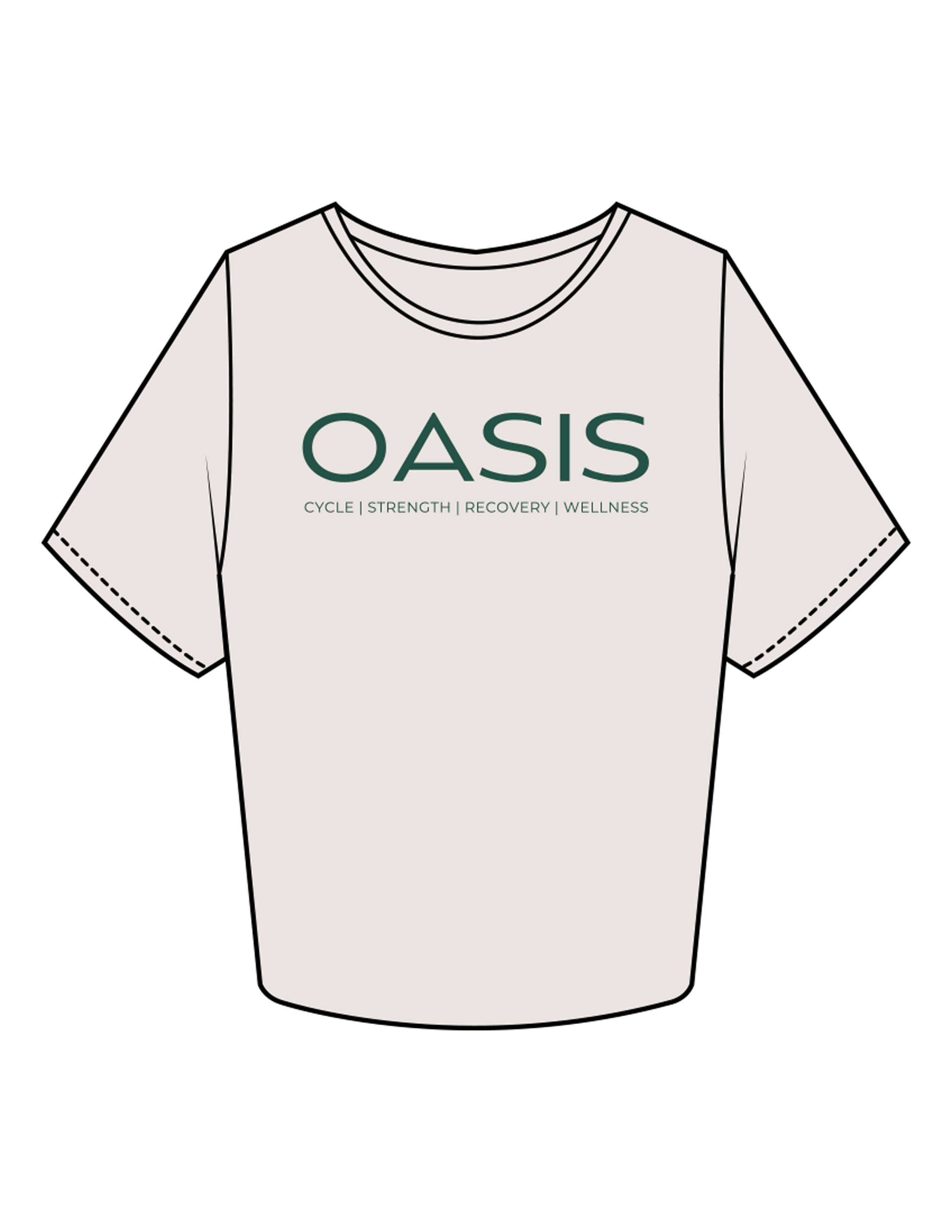 The Crop Tee - Bone - OCWC - Chest Stacked - Printed - Green