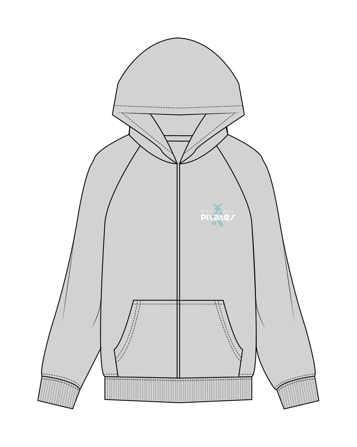 The Womens Zip Hoodie - Heather - White House - Left Chest White Text - Printed-  Full Color